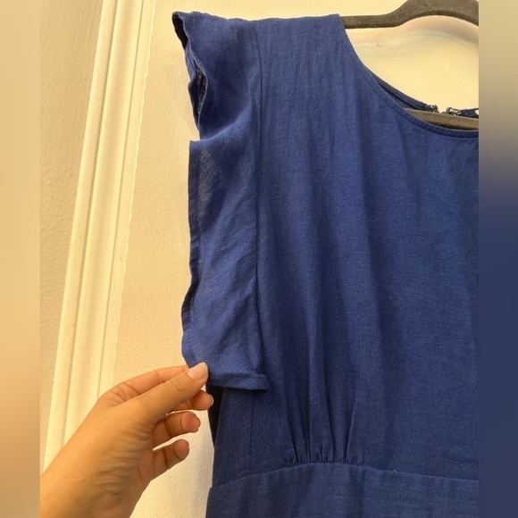 Cynthia Rowley Blue Linen Blend Ruffle Details Tier Maxi Dress~ L - Picture 7 of 14